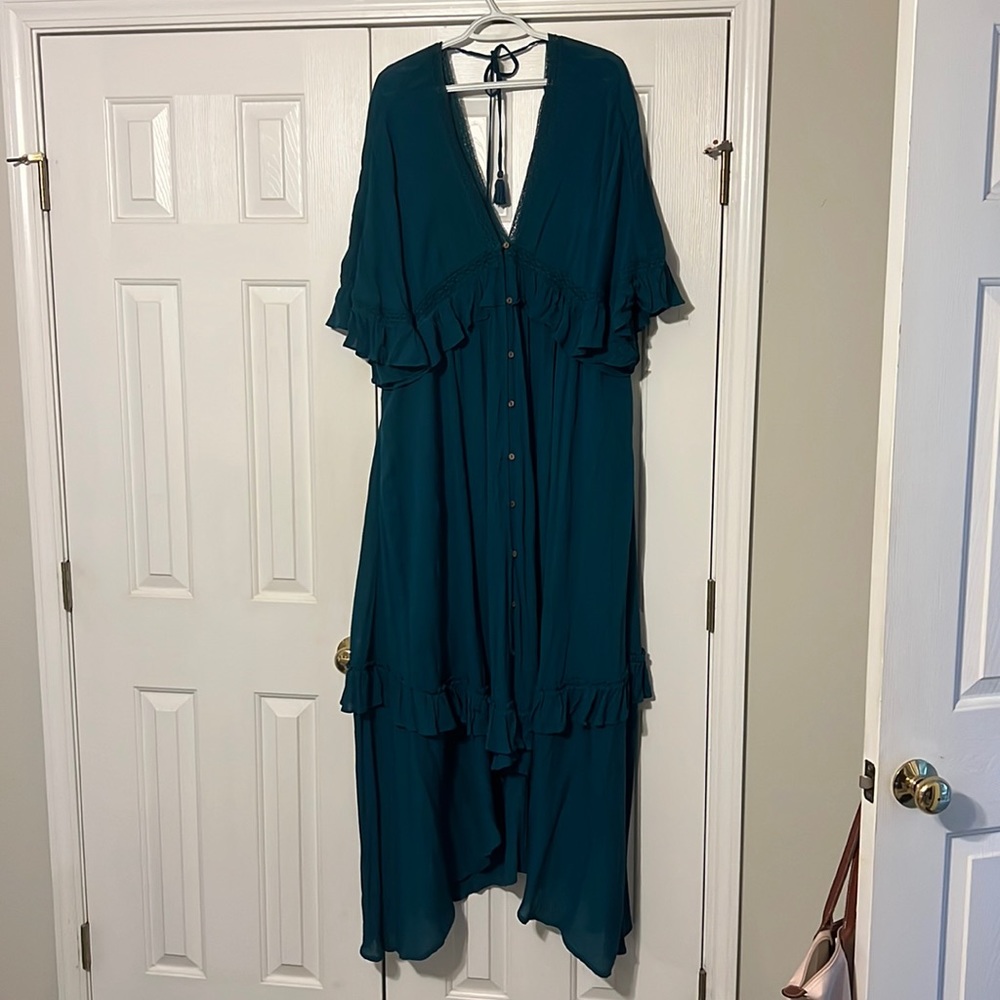 Free People teal blue maxi dress